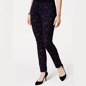 ALFANI | black velvet floral flocked pull-on dress pants
